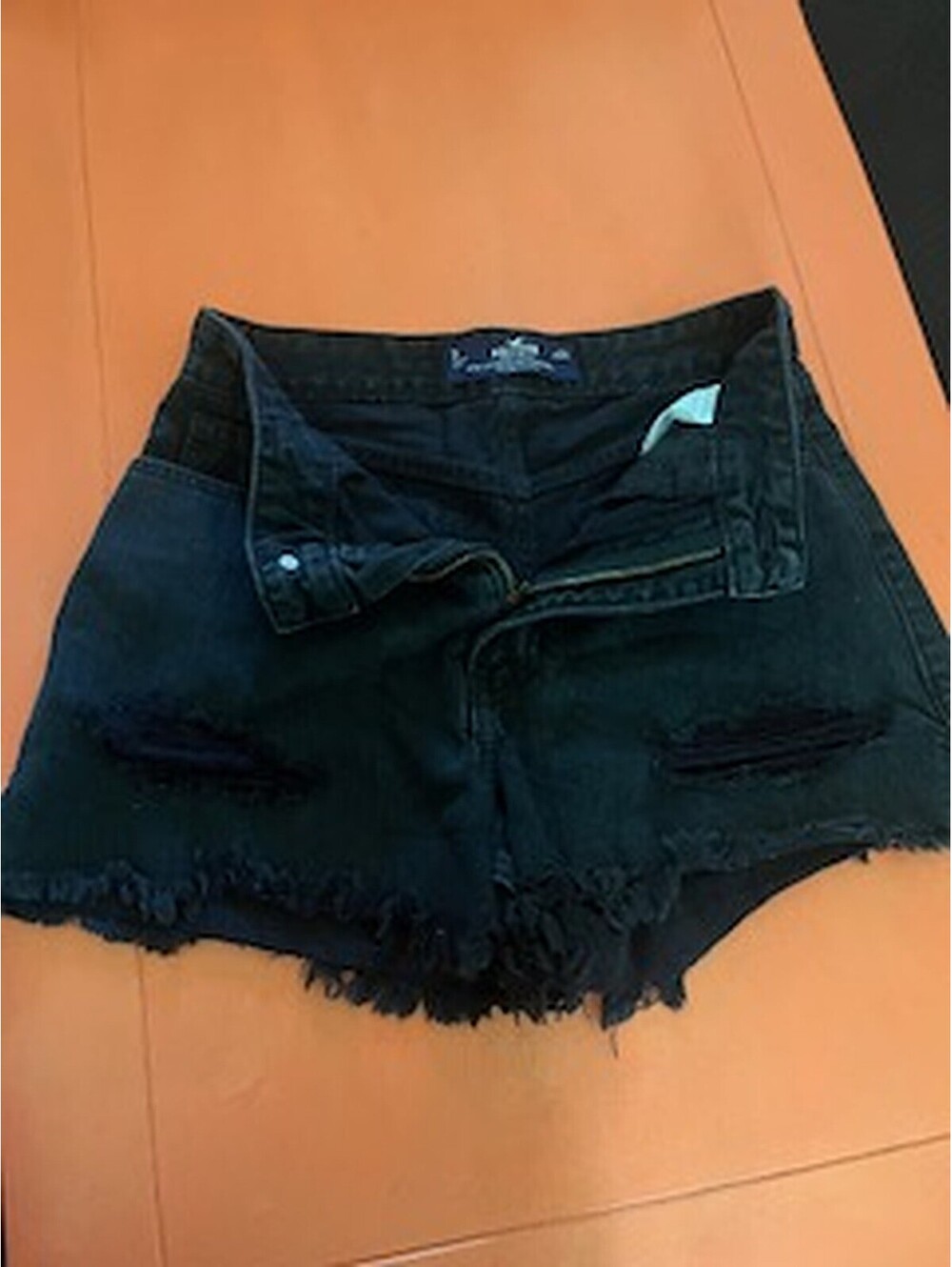 Hollister Black Distressed Denim Shorts Size 0